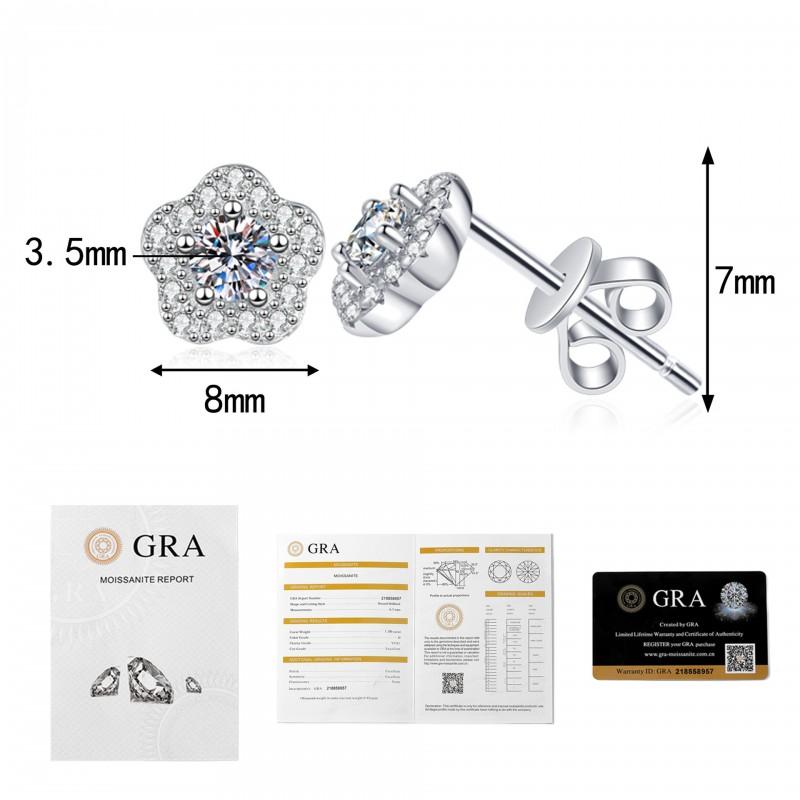 Sterling Tiny Plum Blossom Earrings With Moissanite Studs Women Daily Wear Elegant Jewelry 925 Sterling Silver