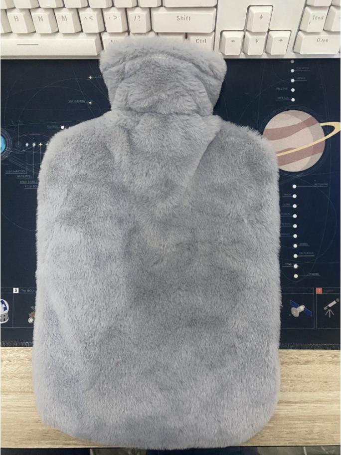 Faux Rabbit Fur Hot Water Bottle - Pour-In, Hand Warmer, Long-Lasting Heat, Large Capacity