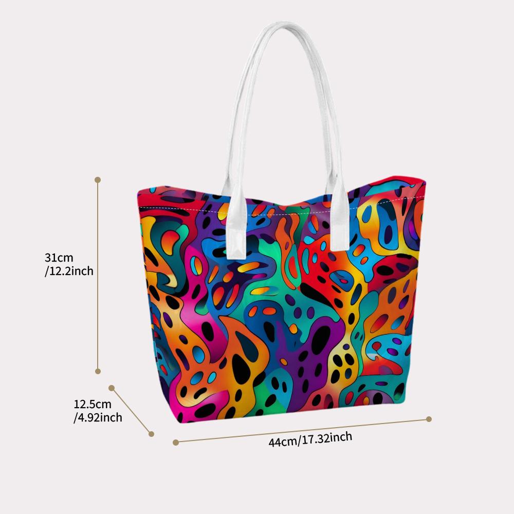 Colorful Abstract Pattern Tote Bag Fashion Casual Large Capacity Daily Outdoor Shoulder Bag for Women