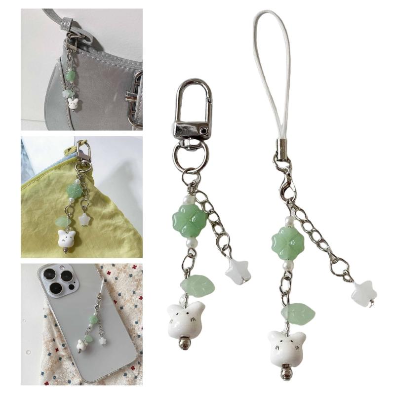 Multipurpose Handmade Beaded Rabbits Charm Lovely Phone Strap Stylish Accessory Portable for Fashionable Decoration