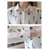 YYFS Women's Fashion Casual Spring Autumn Flower Pattern Print Long Sleeve POLO Neck Blouses & Shirts