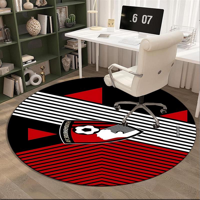 1PC round rug Soccer Ball Afc Crest Printed , Round Chair Rug, Decorative Carpet Floor Mat, Fan gifts Christmas gift