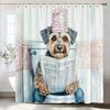 Lustiger Hund liest Zeitung auf der Toilette Duschvorhang, Dekorativer Duschvorhang für das Badezimmer, Bedruckter Duschvorhang mit Haken