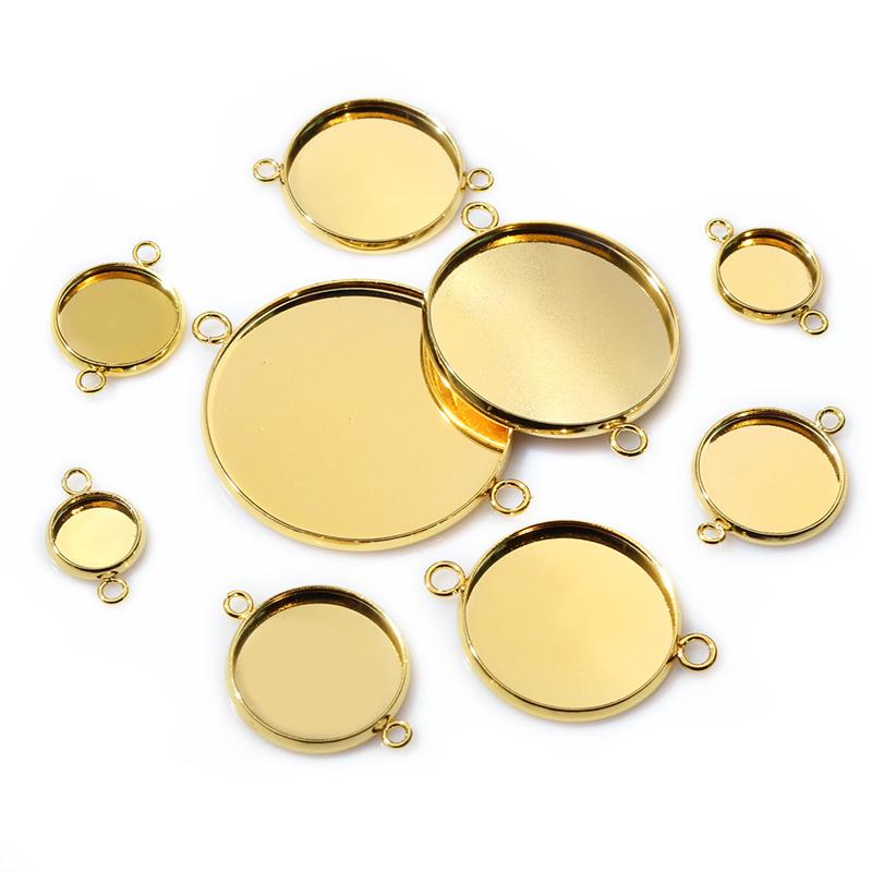 8/10/12/14/16/18/20/25/30mm Inner Size Stainless Steel Material Simple Style Cabochon Base Cameo Setting Charms Pendant Tray