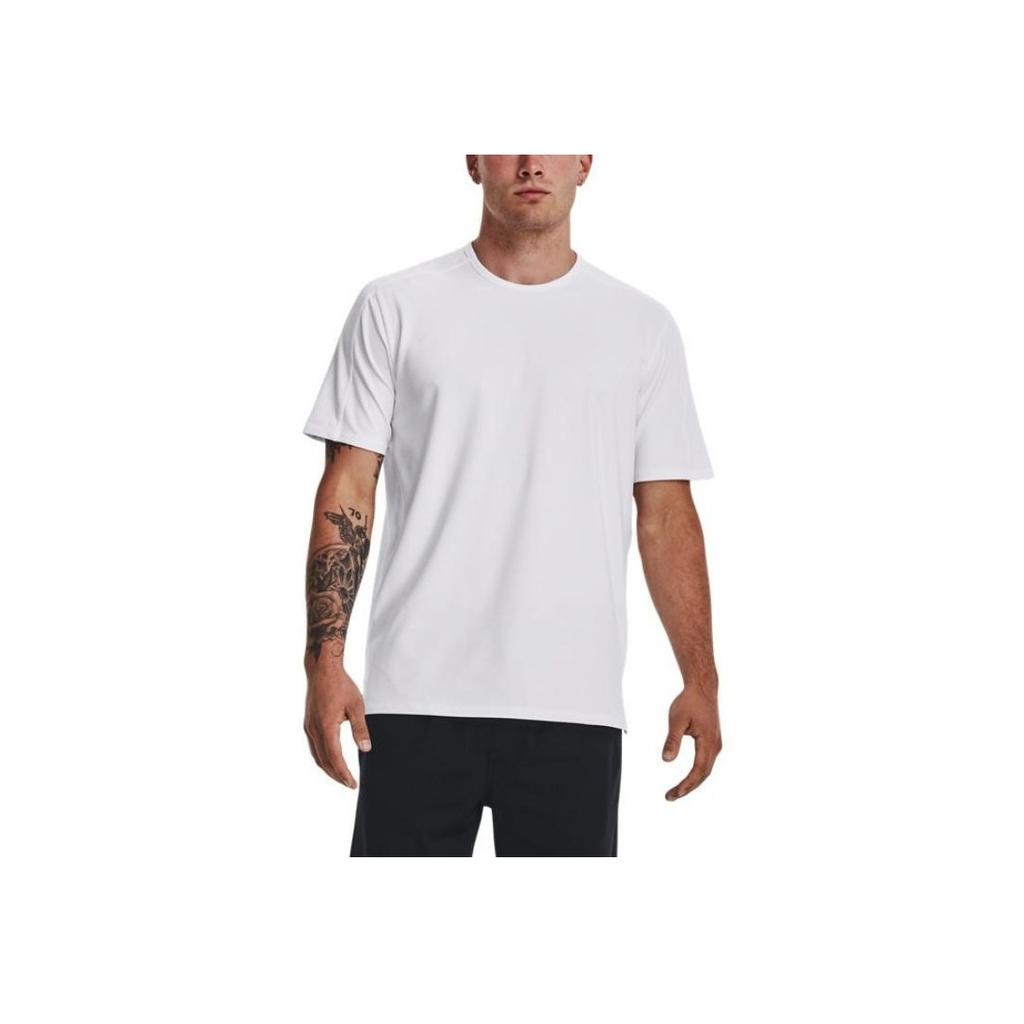 Under Armour Solid Color Training Slim Fit Crew Neck Short Sleeve T-Shirt Men Tops White 1379670-100