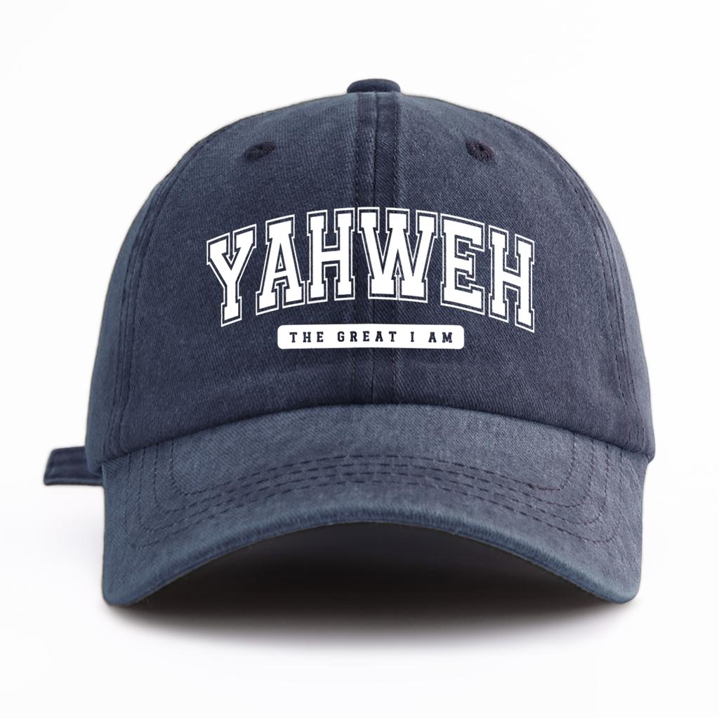 1pc YH Print Washed Baseball Cap for Adults,  Minimalist Retro Style Casual Soft Adjustable Dad Hat, Perfect As Gift