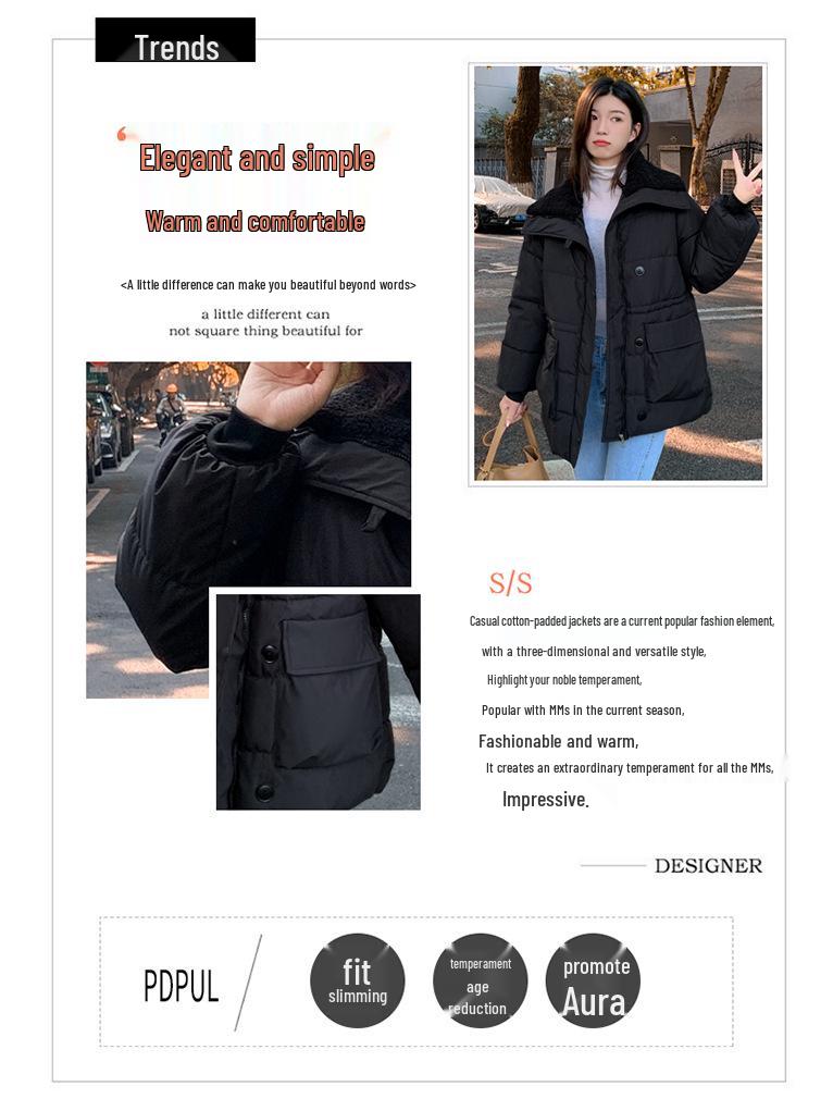 Maillard Women's Winter Wool Coat - Large Lapeled, Stylish, Medium/Long Length, Loose Fit, Thick, Cotton Blend