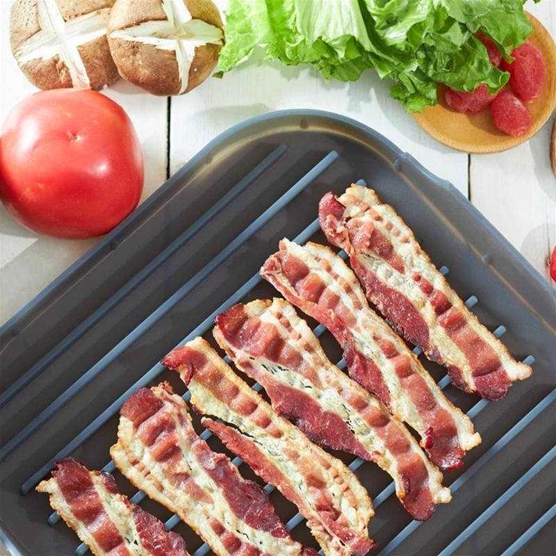 Silikon Speckpfanne Schnelles Frühstücksvorbereitungswerkzeug Und Einfache Reinigung Mikrowellen- und Ofenfest Backform Fleischkocher Tablett