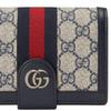 Gucci Ophidia Double G Logo Snap Closure Canvas And Leather Trim Passport Holder Men Accessories Beige Blue 732755-96IWN-4076