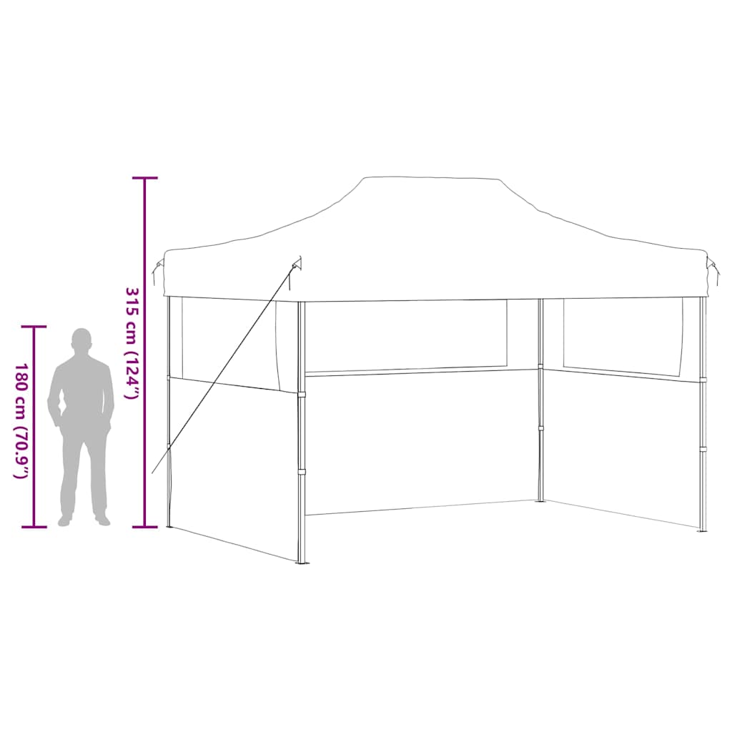 Professionelles Falt-Partyzelt mit 3 Seitenwänden 280 x 410 x 315 cm Stahlgestell Weiß