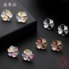 Color Painting Oil Colorful Flower Stud Earrings, Simple and High-end Women's Versatile Petal Earrings