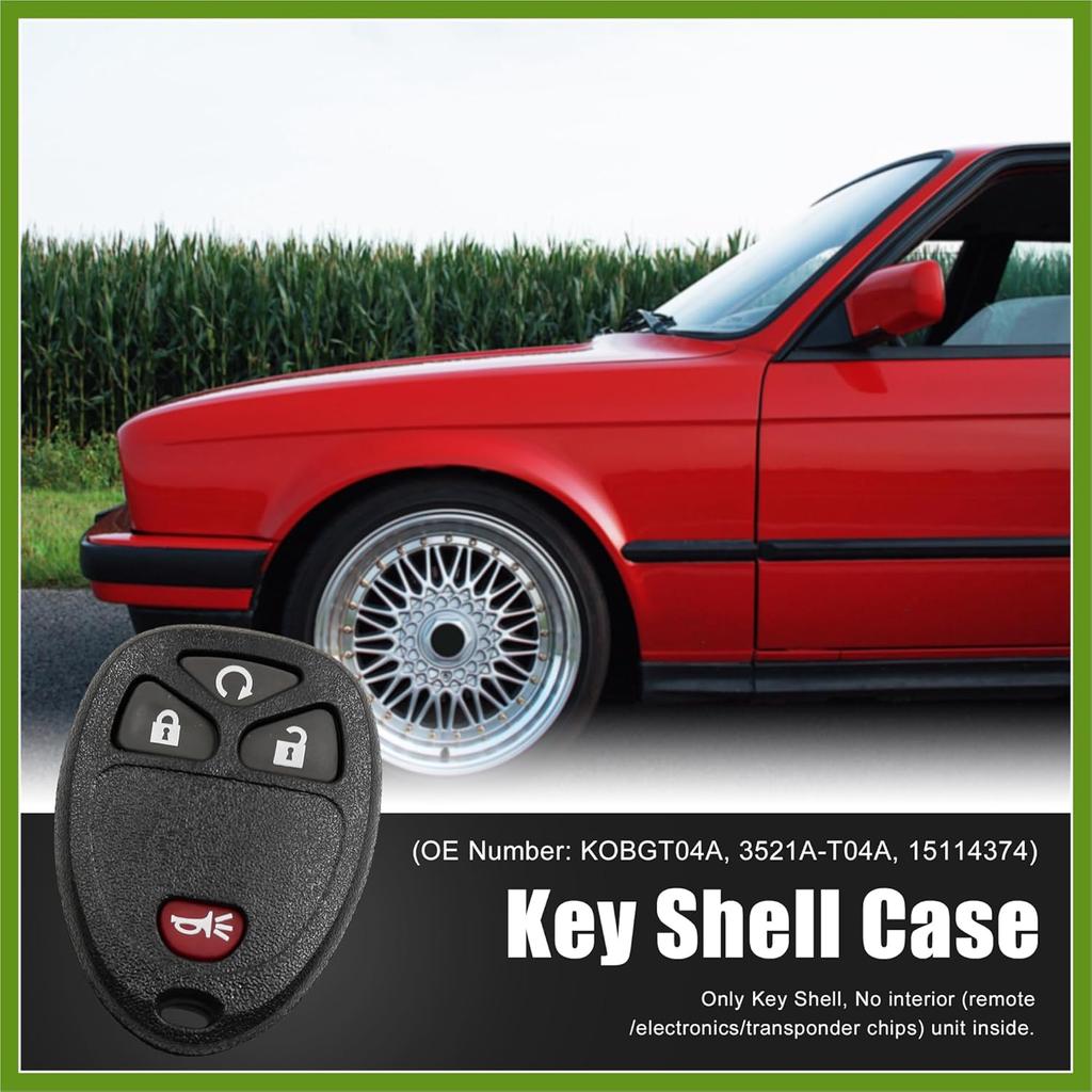 Car Replacement Key Fob Remote Control Shell Case KOBGT04A for Chevrolet HHR 2006-2011 4 Key Button Black Vehicle Components