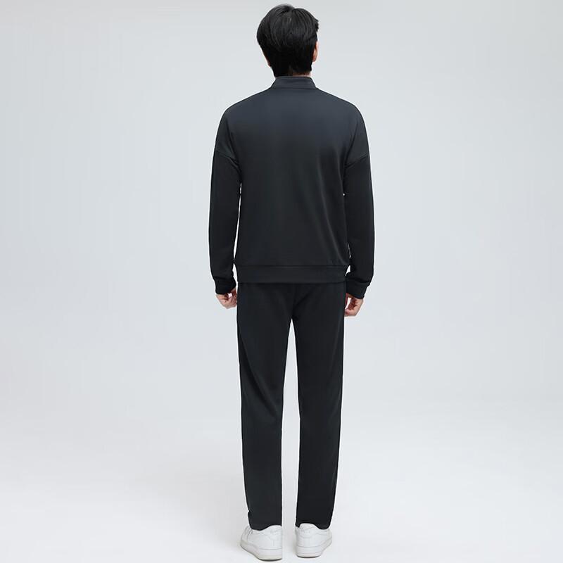 Li Ning Badminton Series Logo Collar Loose Long Sleeve Elastic Waist Long Pants Casual Sports Suit Unisex Suit Black AWEU035-1