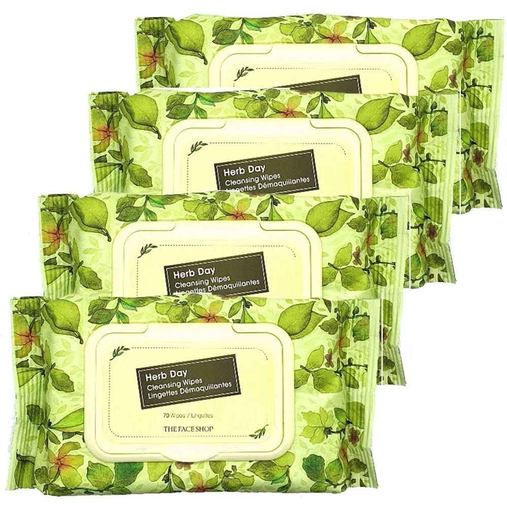 1+1+1+1 The Face Shop Herb Day Cleansing Tissues 70 Sheets (4 Packs)