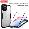 360 Full Body Front+Back Clear Case Shelluxe For iPhone 16 15 14 Plus 13 12 11 Pro Max Silicone Shockproof Double Sided Cover