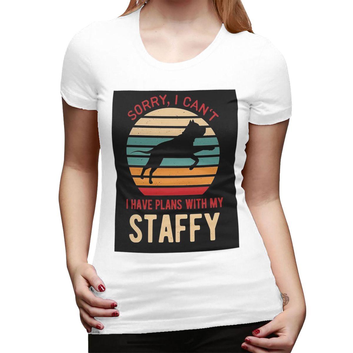 

Funny Staffordshire Bull Terrier Dog TShirt for Women Crew Neck Streetwear T Shirts Womens Short Sleeve Summer Clothes Tops S