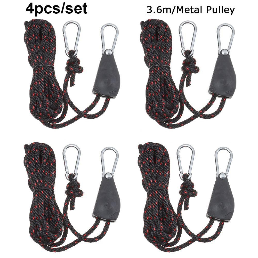 

4pcs/set Black&Red Pulley Tensioner 3.6meters Ratchet Hangers Lights Lifting 4pcs 3.6meters