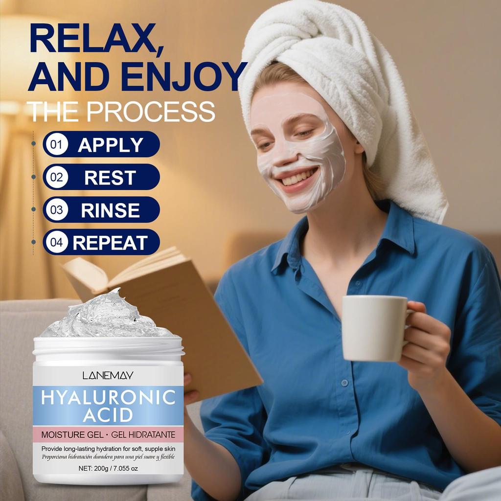 Hyaluronic Acid Moisture Gel-Provide Long-Lasting Hydration For Fine Lines And Wrinkles Keep Skin Soft, Supple-Suitable For All Skin Types, 200ml