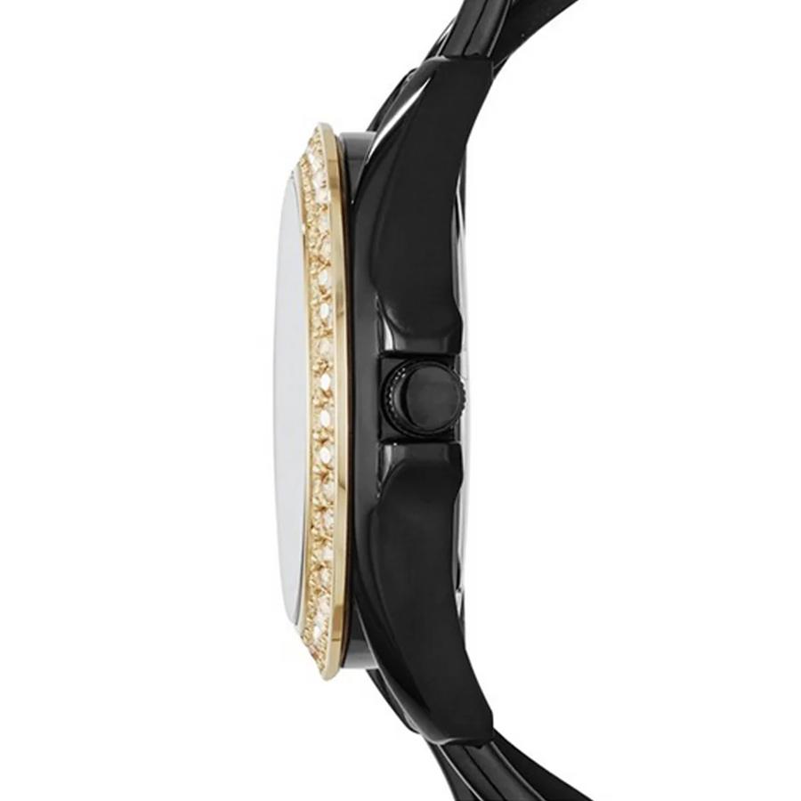 Riley Damenuhr mit schwarzem Zifferblatt und schwarzem Lederarmband ES3696