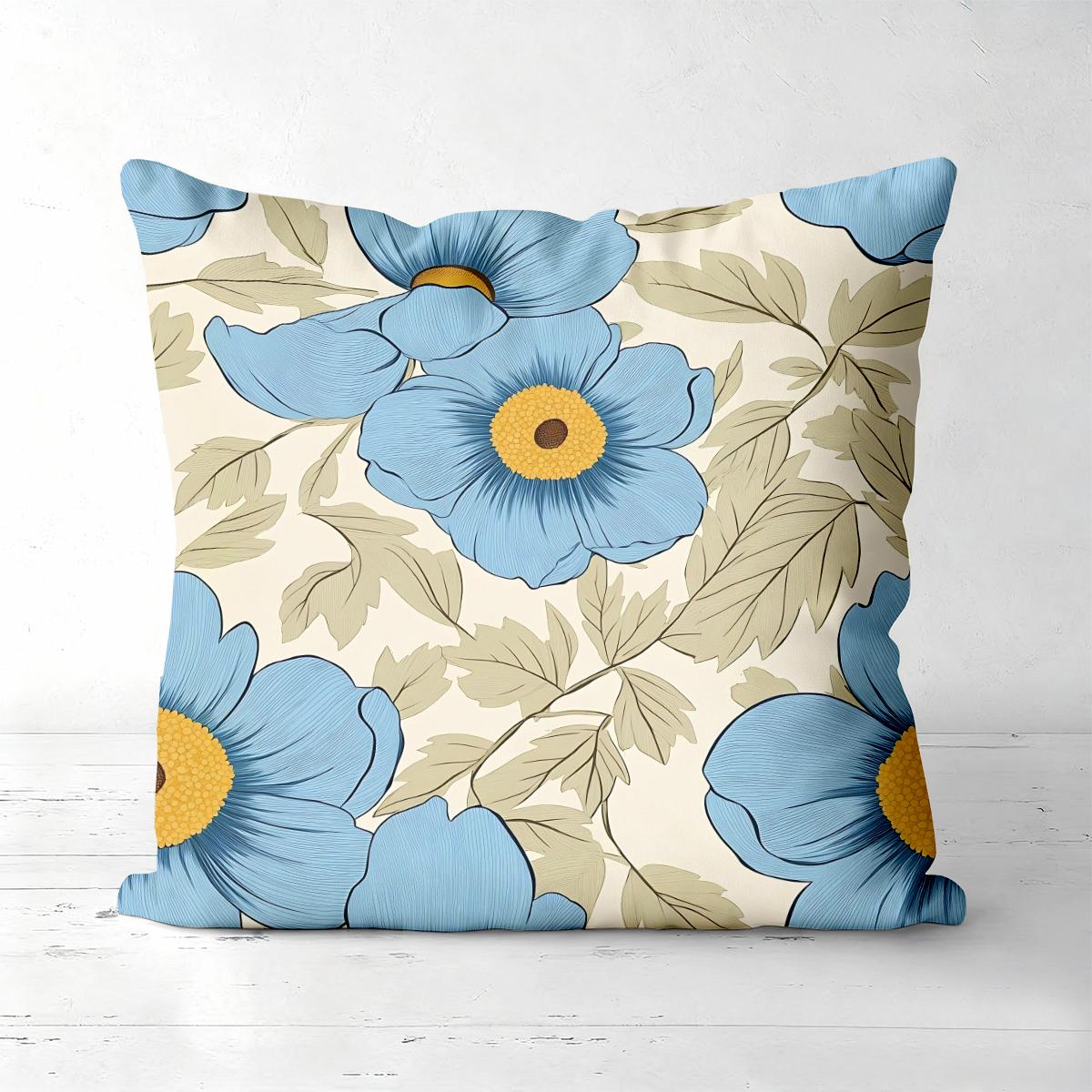 Pieces Vintage Blue Floral Throw Pillow Covers Polyester sofa decorative cushion cov Headboard Pillow (Without Pillow Core 40x40cm