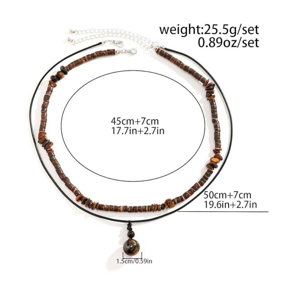 Earthy Colors Layered Beaded Necklace Adjustable Coconut Shell Necklace Wooden Beads Necklace