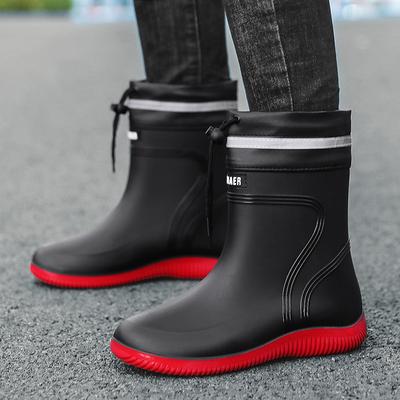 Waterproof Shoes Men's and Women's Rain Shoes Fashionable Medium Tube Bundle Fashion Rubber Shoes Non-slip Fishing Rain Boots