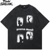 Hip Hop  Vintage Washed Black TShirt Streetwear Dancing Graphic T Shirt Cotton Unisex Tshirt Men Relaxed Tops Tees Hipster