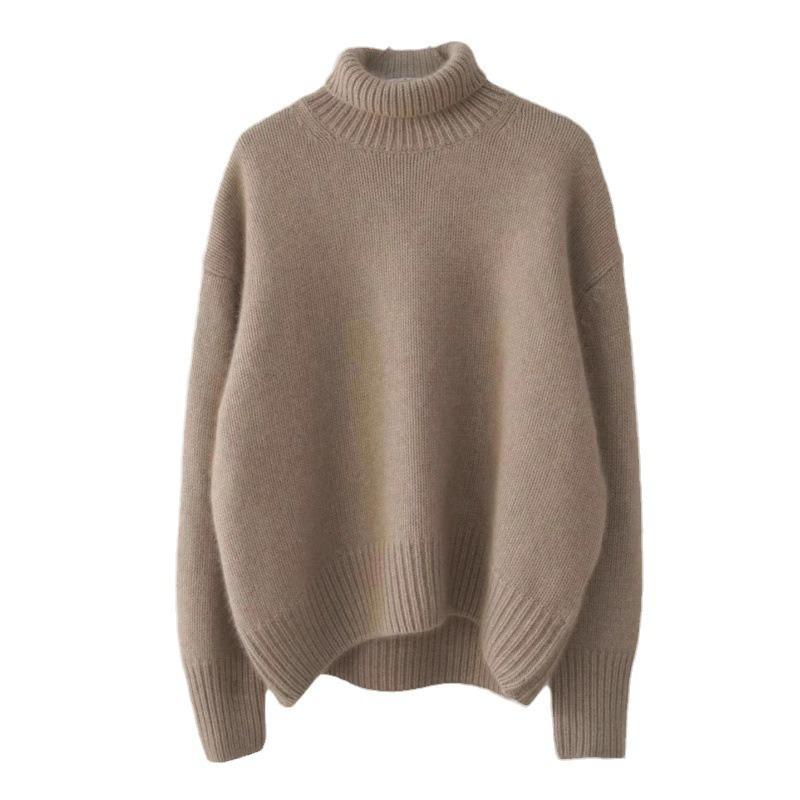 Women's Autumn and Winter Sweaters Trendy Thickened Cashmere Sweaters Turtleneck Short Pullover Loose Lazy Sweater