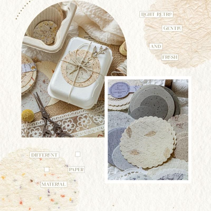Light Retro Decorative Paper Disks Paper Disc For Journals Gift Packaging Creative Projects Soft Color Palette
