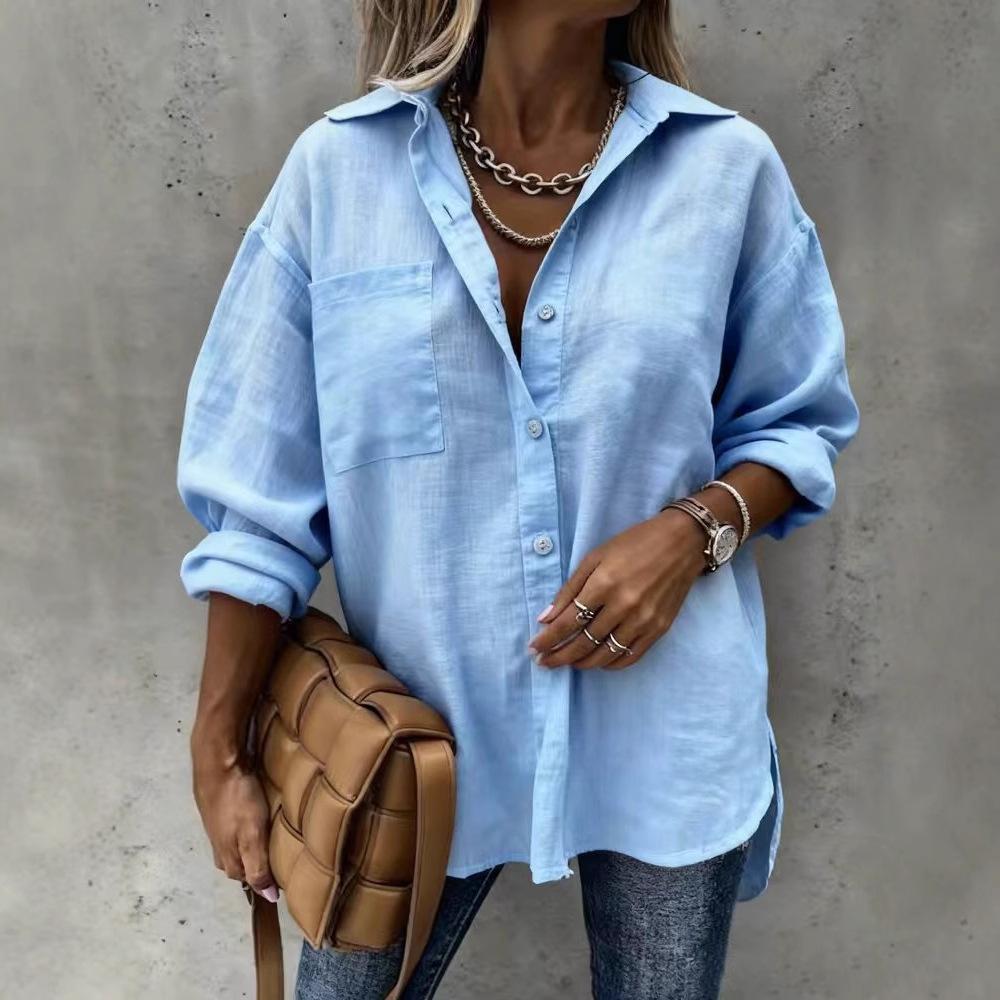 2025 New Women's Casual Lapel Long Sleeve Regular Cardigan Multicolor Women's Tops Shirt