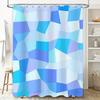 Blauer Geometrischer Design Duschvorhang, Badezimmerdeko, Polyestergewebe, Moderner Dekorativer Shoji-Schirm, Einfache Installation Für
