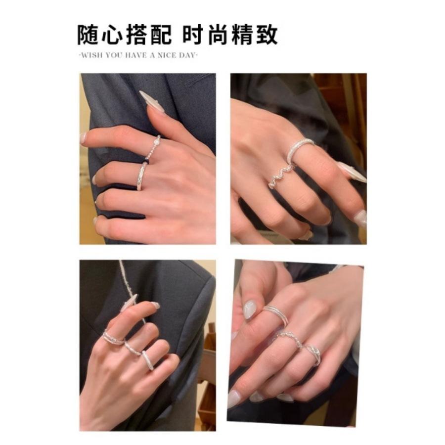 S925 sterling silver geometric ring of the same style, niche design, personalized fashion index finger ring, light luxury, simple and versatile ring.