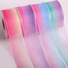 Wholesale Durable Polyester Rainbow Gradient Tulle Ribbon Birthday Floral Gift Decoration DIY Hair Accessory Bow Material