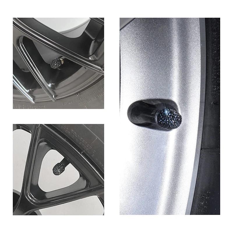 Car Diamond-encrusted Valve Cap Car-mounted Clay Full-drilled Rhinestone Valve Core Cover Car Diamond Wheel with Diamonds Tire