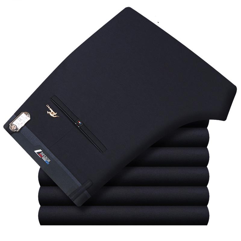 2024 Autumn Stretch Slim Black Men's Business Casual Pants - Korean Style, Iron-Free, Skinny Fit