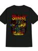 Casual Graphic T-shirt with Slipknot Band Artwork - Black Round Neck Summer Tee