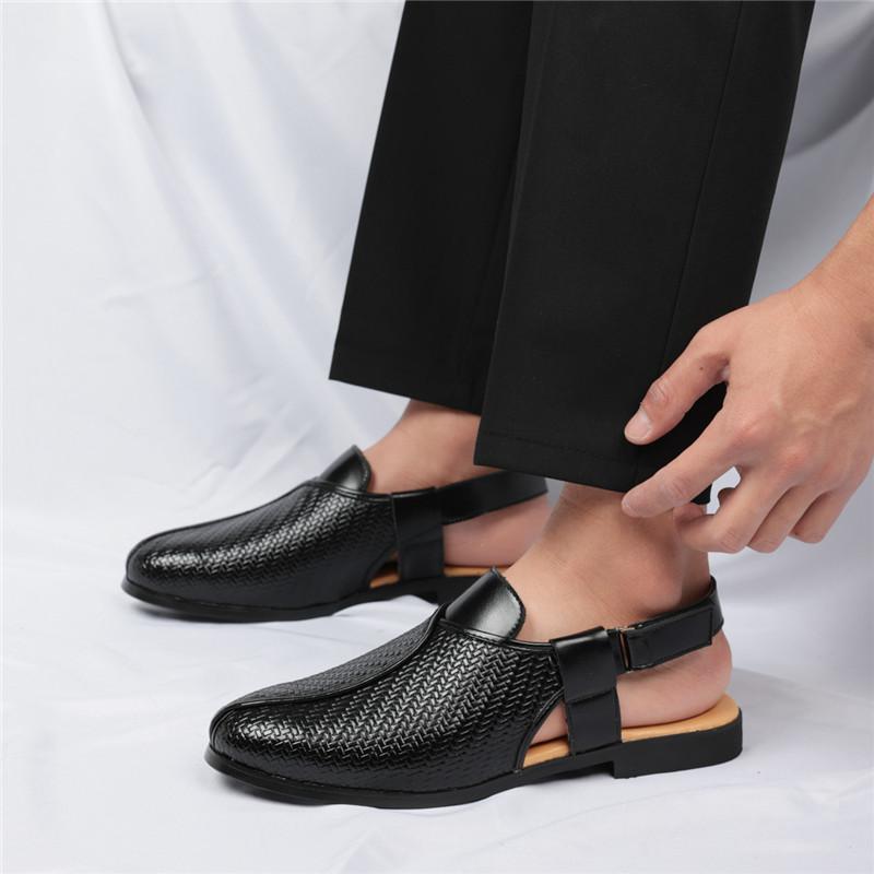 Summer Designer New Men's Gladiators Peep Toe Belt Buckle Patent Leather Casual Shoes Breathable Beach Sandals Outdoor Slippers