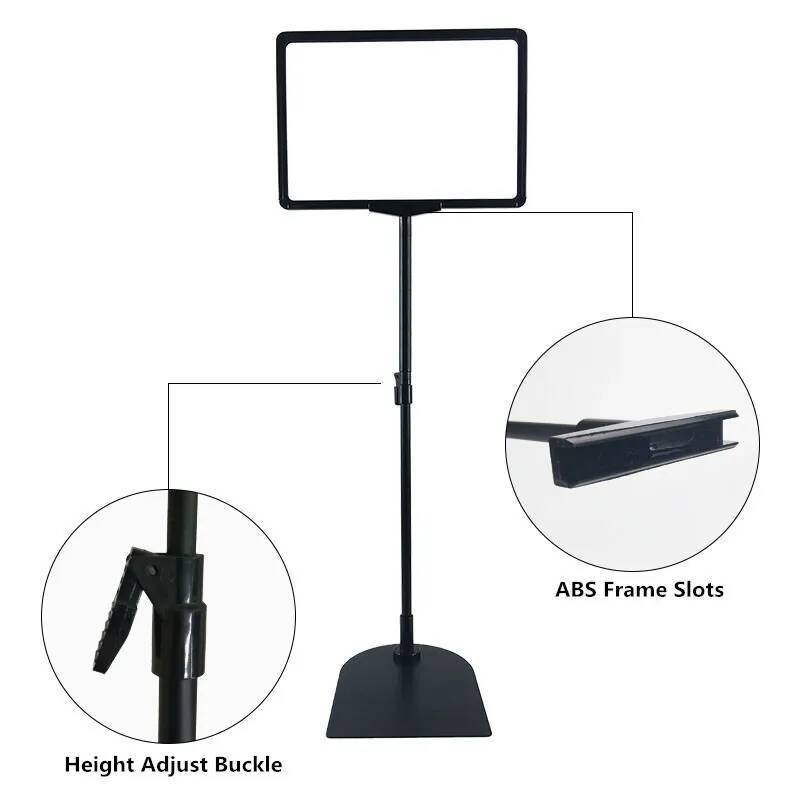 1PCS A4 Height Adjustable Stainless Steel Poster Display Frame Promotion Sign Holder Sales Cardboard Display Racks Stand
