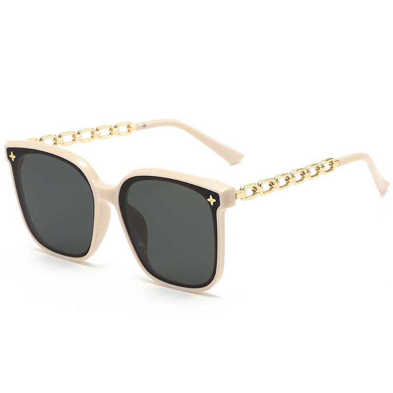 Large Frame Chain Sunglasses For Men And Women Street Shooting Uv-Proof Glasses With Sunglasses