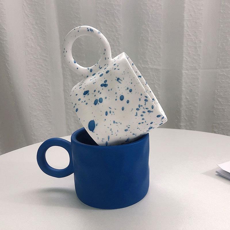 Fatty Mug Korean Style Design Splash Ink Ceramic Cup Spot Mugs Simple Coffee Mug Couple Cups Coffee Mugs Tea Drinkware