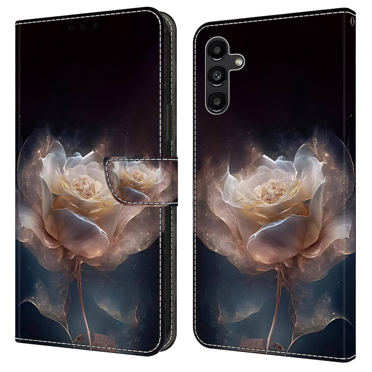 

For Samsung Galaxy A55 5G Leather Case Wallet Stand Phone Cover Pattern Printed Peony