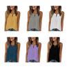 Women Vest V Neck Lace Front Sleeveless Tunic Tops Pure Color Loose Fit Breathable Summer Tops Casual Work Travel