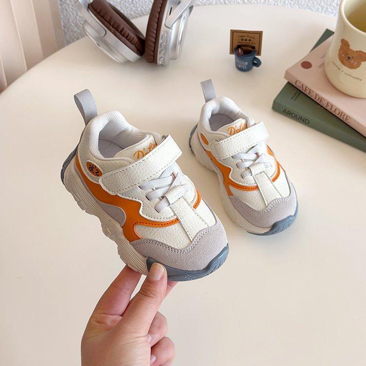 

Children s leather sneakers spring 2025 new boys soft-soled single shoes neutral girls breathable casual shoes 30 оранжевый