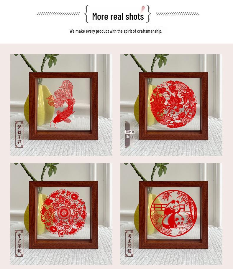 Xianci Double-Sided Transparent Frame: A4 Paper-Cut Calligraphy Fu Character Display Stand