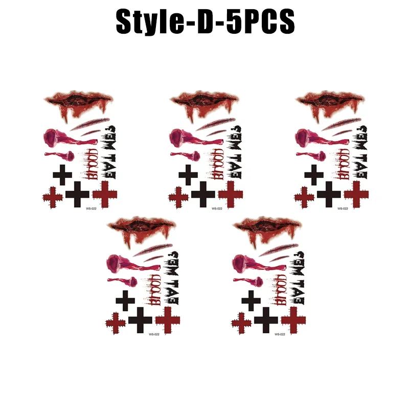 Scary Creepy Halloween Wound Temporary Tattoo Waterproof Realistic Blood Tattoos Injury Scar Tattoo Stickers for Face Hands