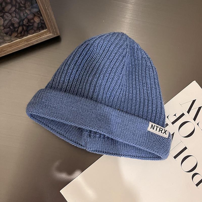 Letter Ntrx Trendy Pattern Solid Color Knitted Cap For Cold Weather Fashion
