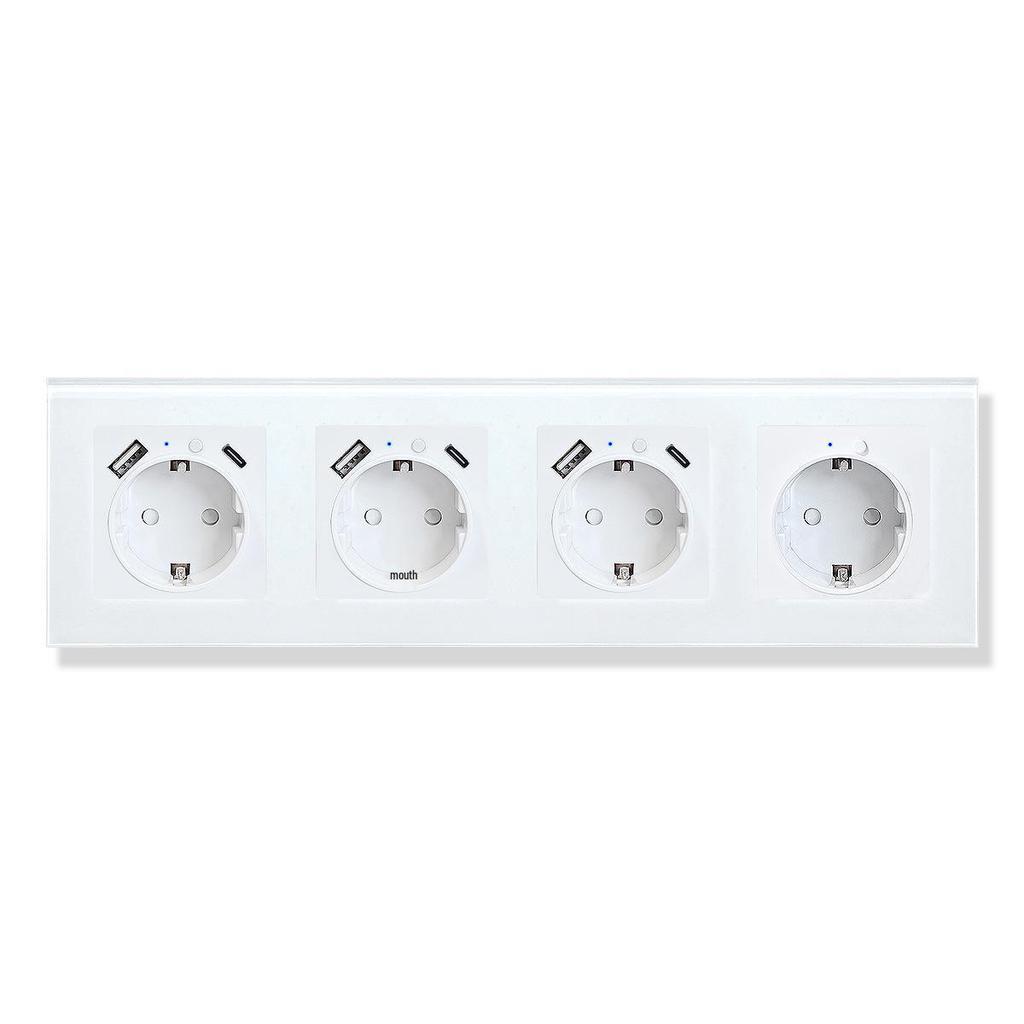 Model 153 Smart WiFi Wall Socket with Tempered Glass Panel - Alice Voice App Compatible