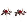 2pc Artificial Harvest Pumpkin and Leaf Stems Set Faux Floral Arrangement for Thanksgiving Fall Autumn Seasonal Decoration