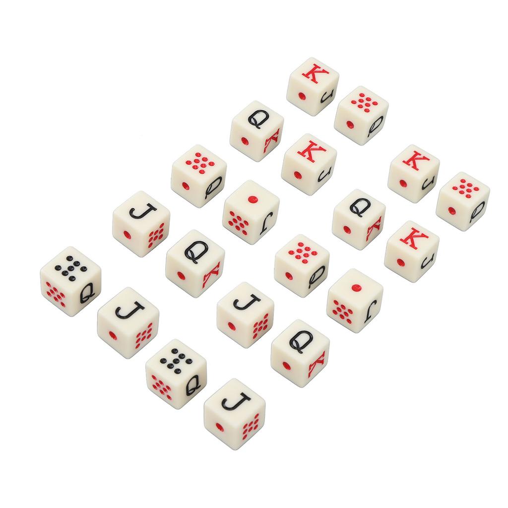 20Pcs Spanish Poker Dice 6 Sided Square JQK Dice Plastic Table Game Dice Set Yellow