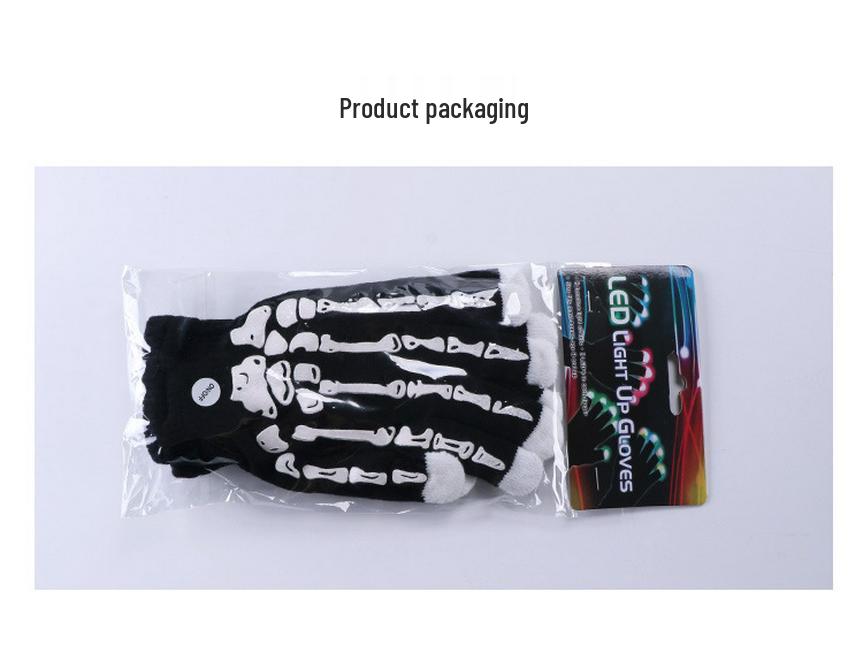 LED Light-Up Knitted Skeleton Gloves - Flashing, Warm, Creative Halloween & Christmas Accessory